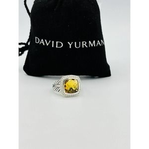 David Yurman Albion 11mm with Citrine and Diamonds Ring Size 8